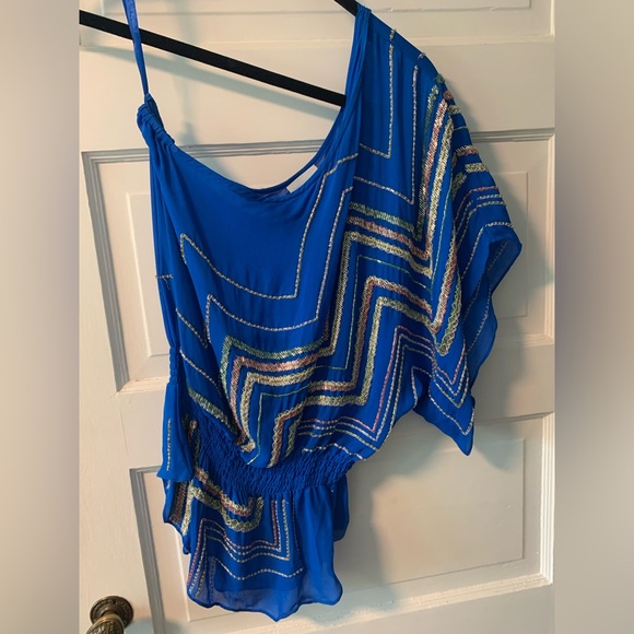 Parker one shoulder beaded blouse - Picture 2 of 5